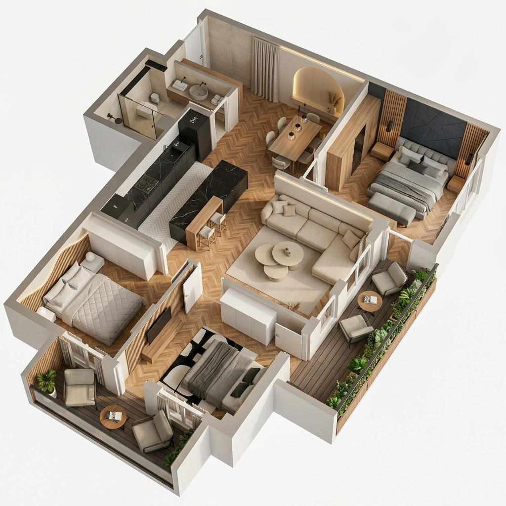 3D 45-გრადუსიანი ხედი